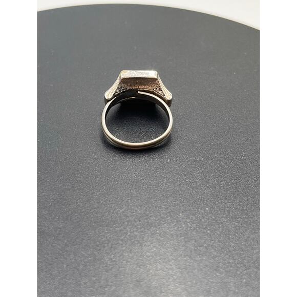 Sarah Coventry Vintage Silver Carved Hematite Roman Soldier Centurion Adj Ring 7 - Picture 5 of 8